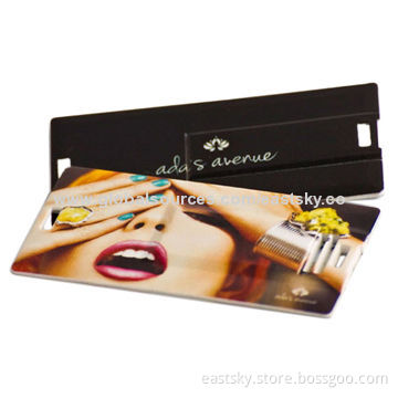 Colorful Credit card-shaped USB flash drive with full colorful printing, CE, FCC and RoHS